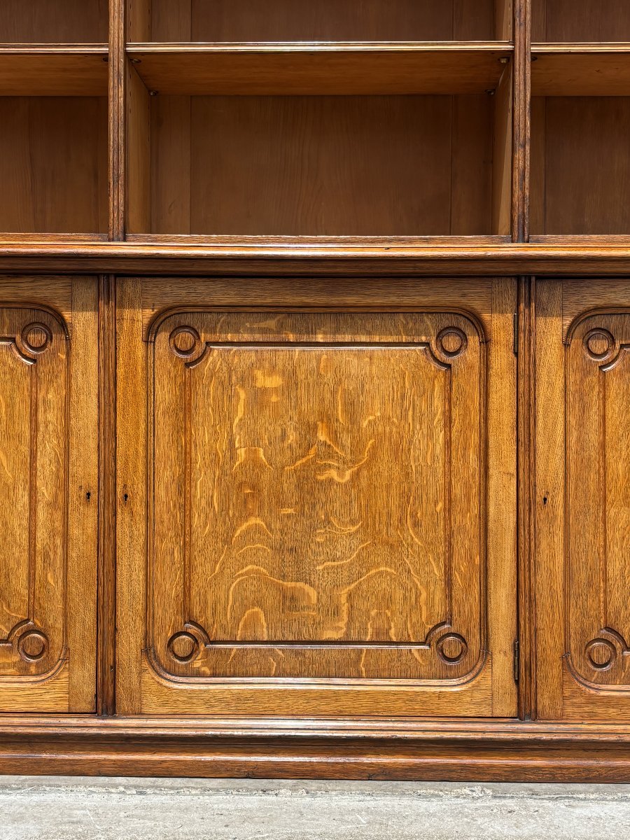 19th-century French Oak Tall Open Library Bookcase-photo-1
