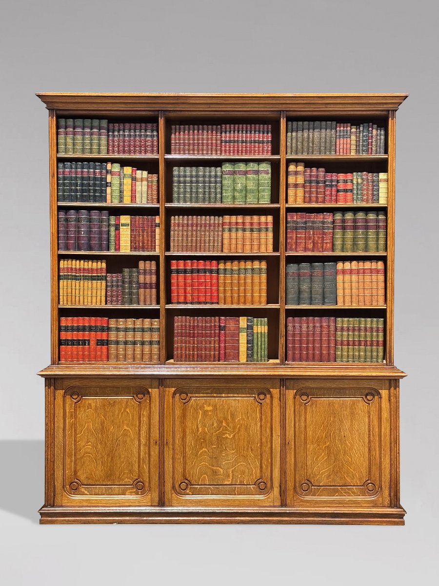 19th-century French Oak Tall Open Library Bookcase-photo-6