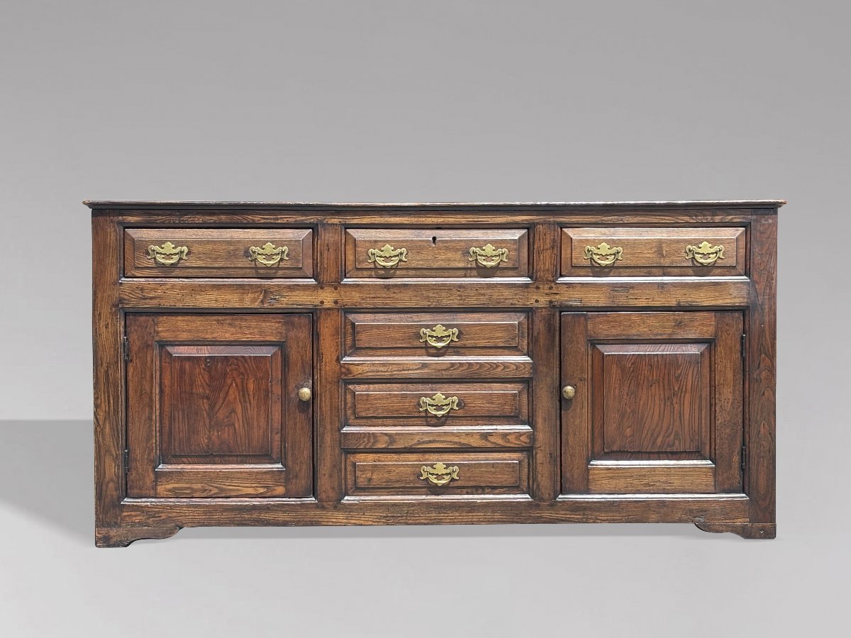 18th Century George II Period Oak Dresser Base Cupboard-photo-2