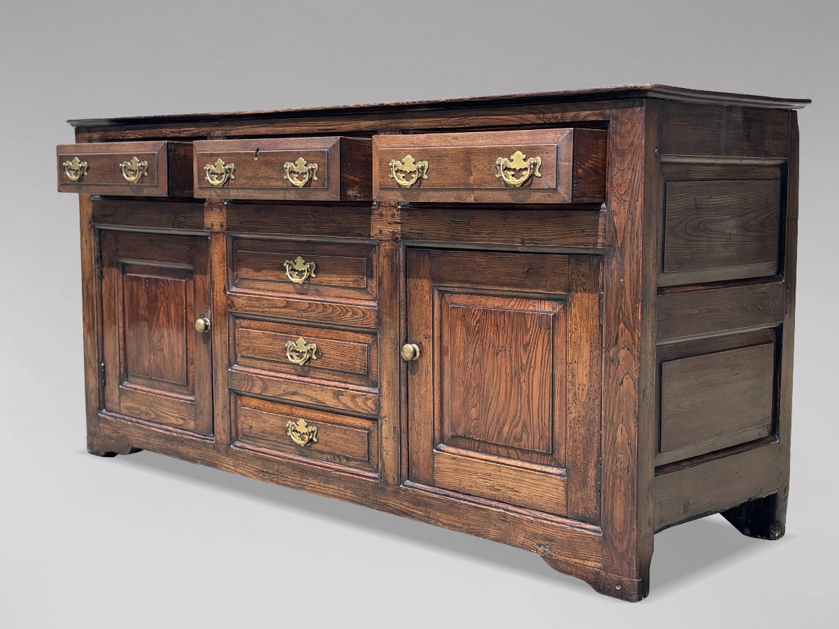 18th Century George II Period Oak Dresser Base Cupboard-photo-6
