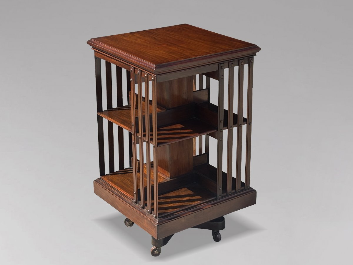 19th-century Victorian Period Mahogany Revolving Bookcase