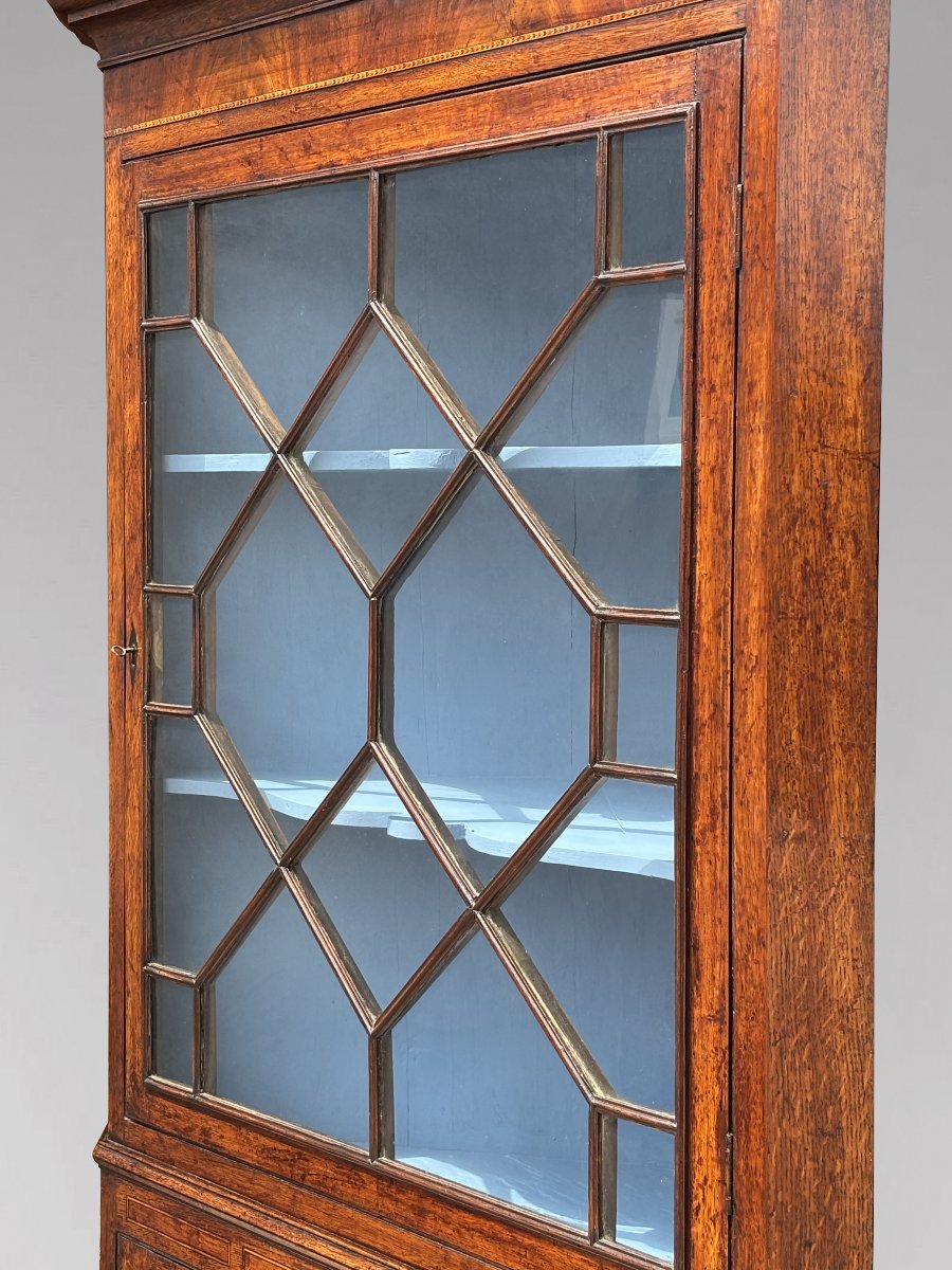 18ème Siècle, Armoire d’Angle en Chêne Marqueté, Époque George III-photo-2