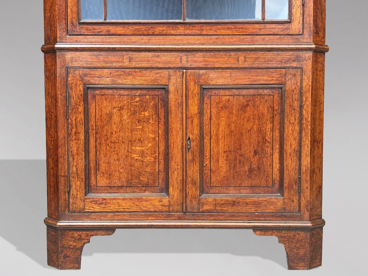 18ème Siècle, Armoire d’Angle en Chêne Marqueté, Époque George III-photo-3