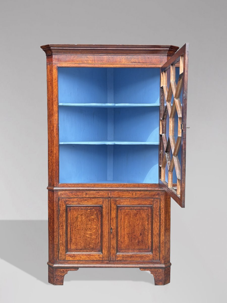 18ème Siècle, Armoire d’Angle en Chêne Marqueté, Époque George III-photo-4
