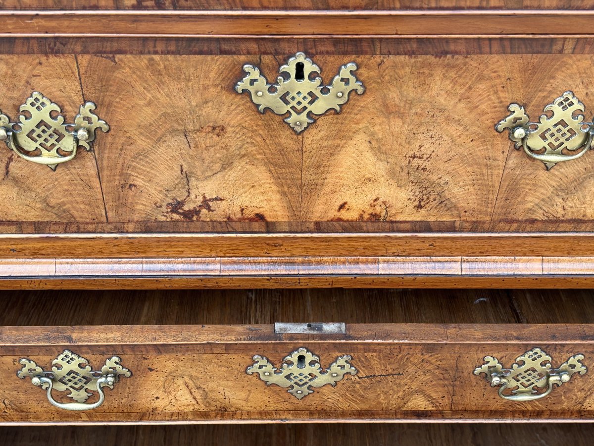 18ème Siècle, Commode Tallboy en Ronce de Noyer, Èpoque George II-photo-4