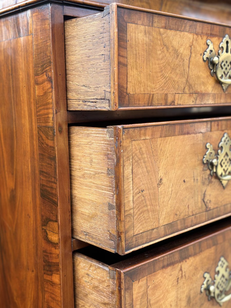 18ème Siècle, Commode Tallboy en Ronce de Noyer, Èpoque George II-photo-5