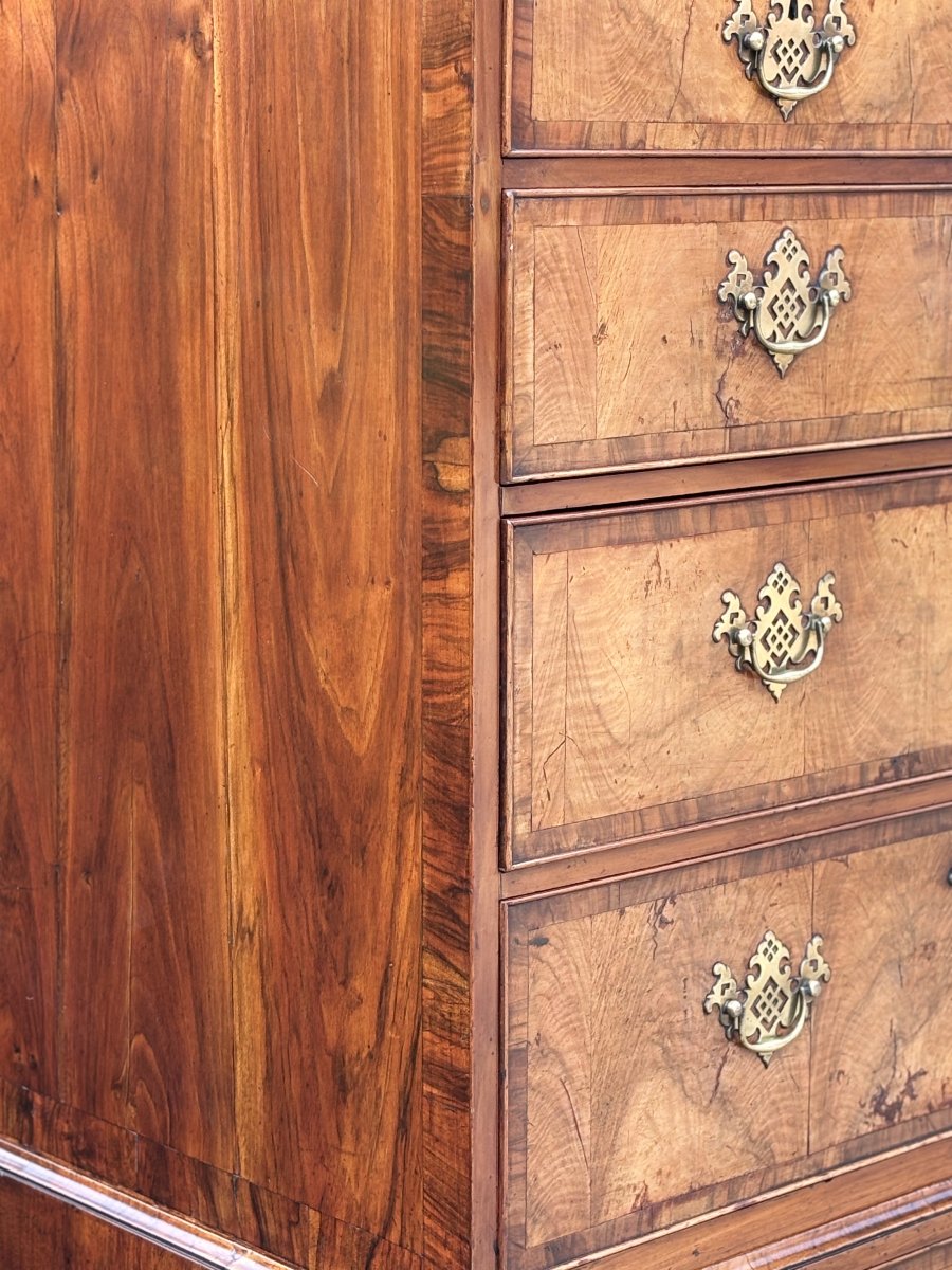 18ème Siècle, Commode Tallboy en Ronce de Noyer, Èpoque George II-photo-6