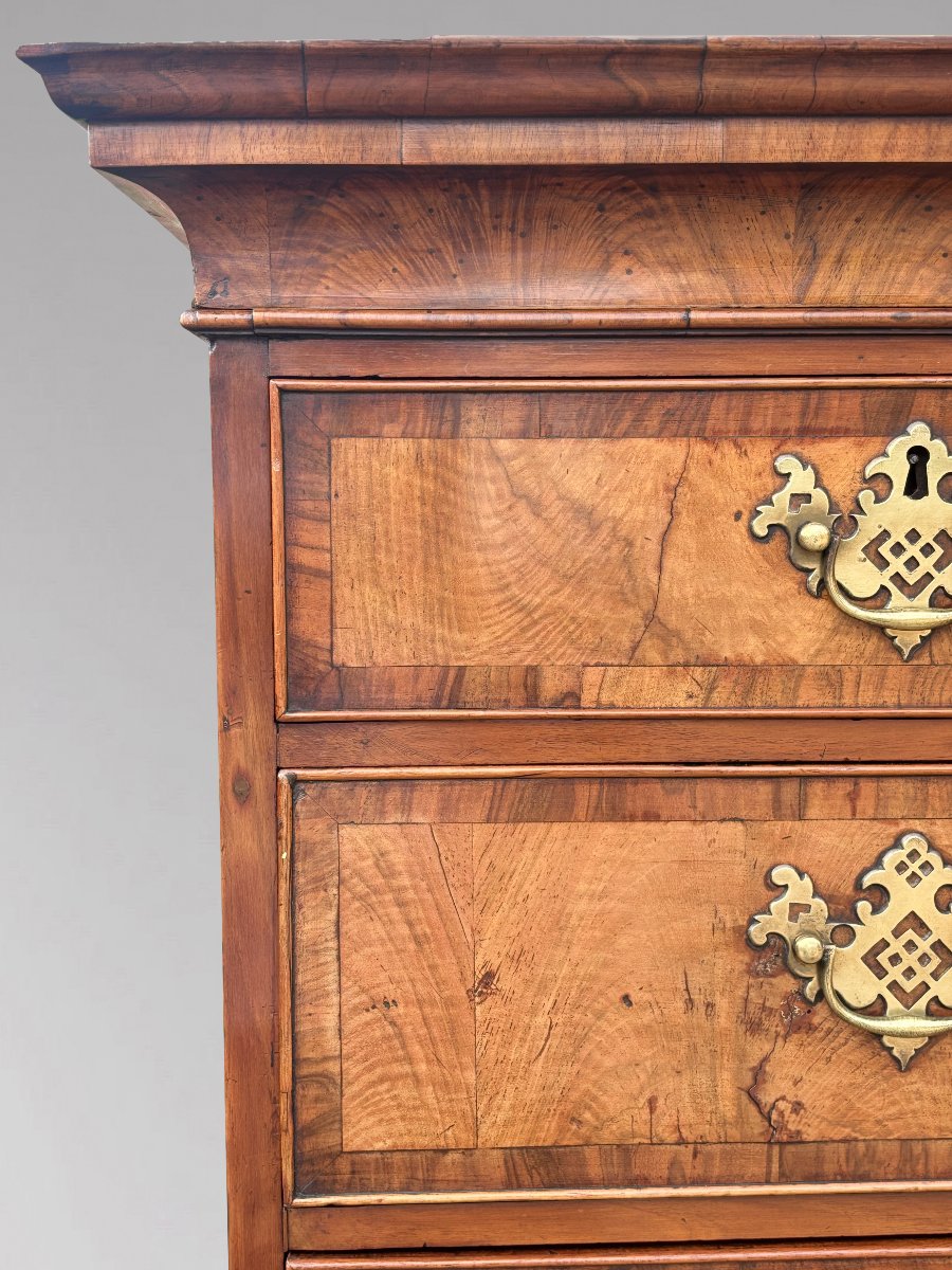 18ème Siècle, Commode Tallboy en Ronce de Noyer, Èpoque George II-photo-7