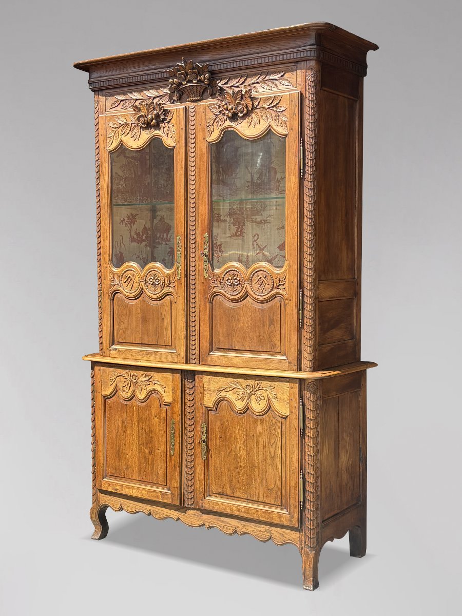 18ème Siècle, Buffet Deux Corps Vitrine en Chêne, Époque Louis XV-photo-2