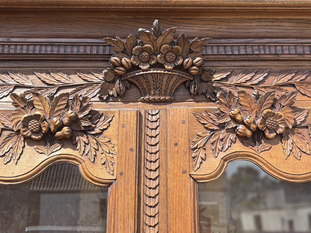 18ème Siècle, Buffet Deux Corps Vitrine en Chêne, Époque Louis XV-photo-2