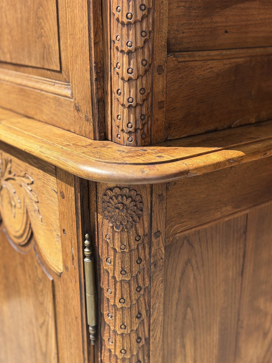 18ème Siècle, Buffet Deux Corps Vitrine en Chêne, Époque Louis XV-photo-7