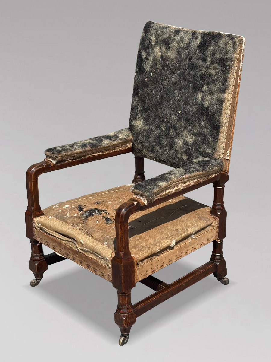 19ème Siècle, Paire de Fauteuils Gothiques en Chêne, Époque Victorienne-photo-3