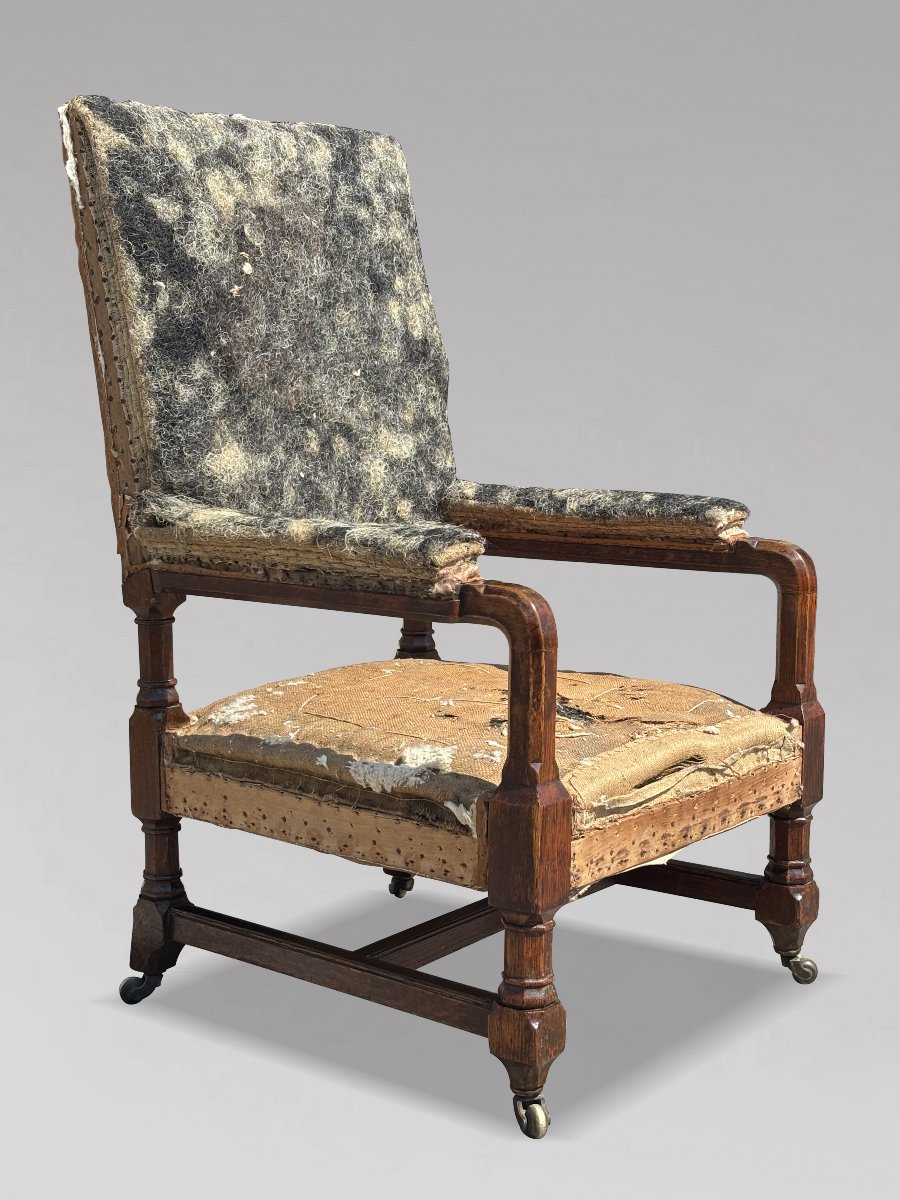 19ème Siècle, Paire de Fauteuils Gothiques en Chêne, Époque Victorienne-photo-1