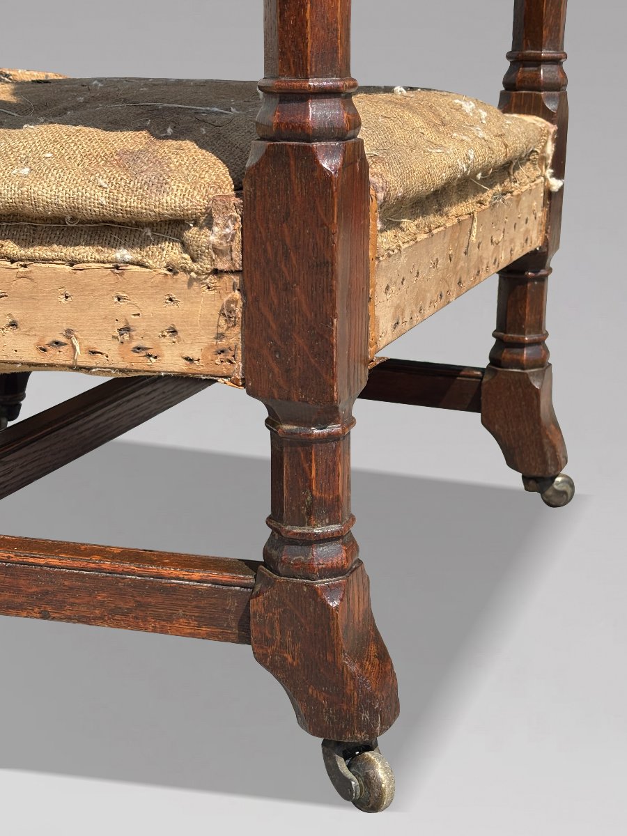 19ème Siècle, Paire de Fauteuils Gothiques en Chêne, Époque Victorienne-photo-5