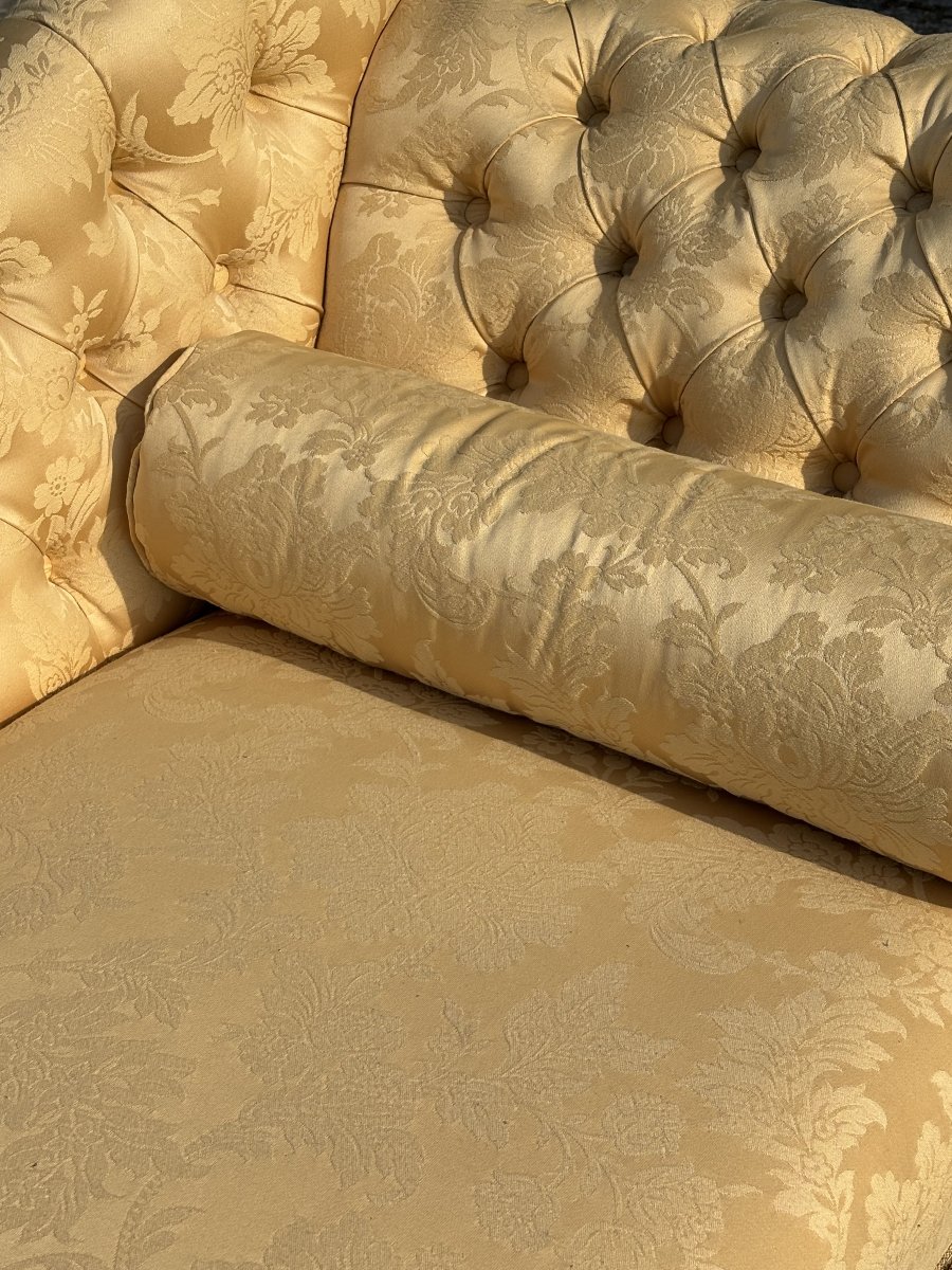 19th-century Regency-period Mahogany Upholstered Chaise Longue-photo-1