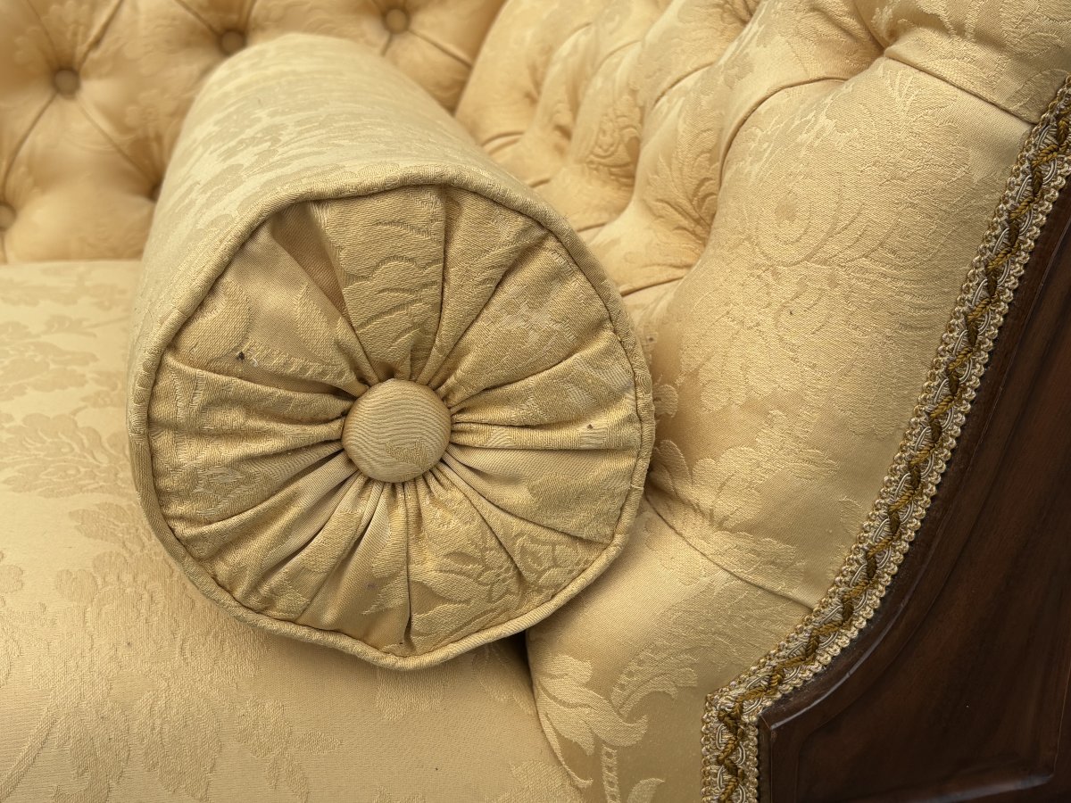 19th-century Regency-period Mahogany Upholstered Chaise Longue-photo-2