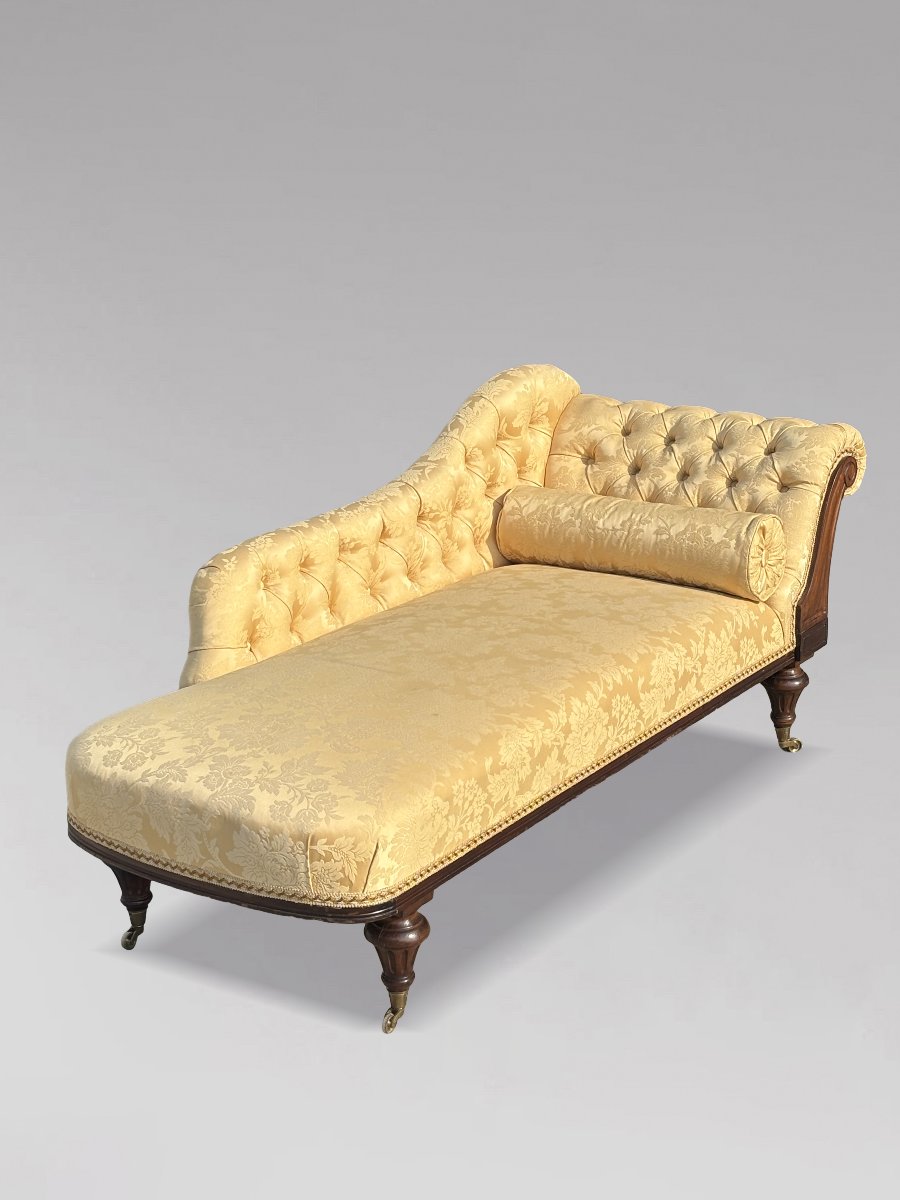 19th-century Regency-period Mahogany Upholstered Chaise Longue-photo-4