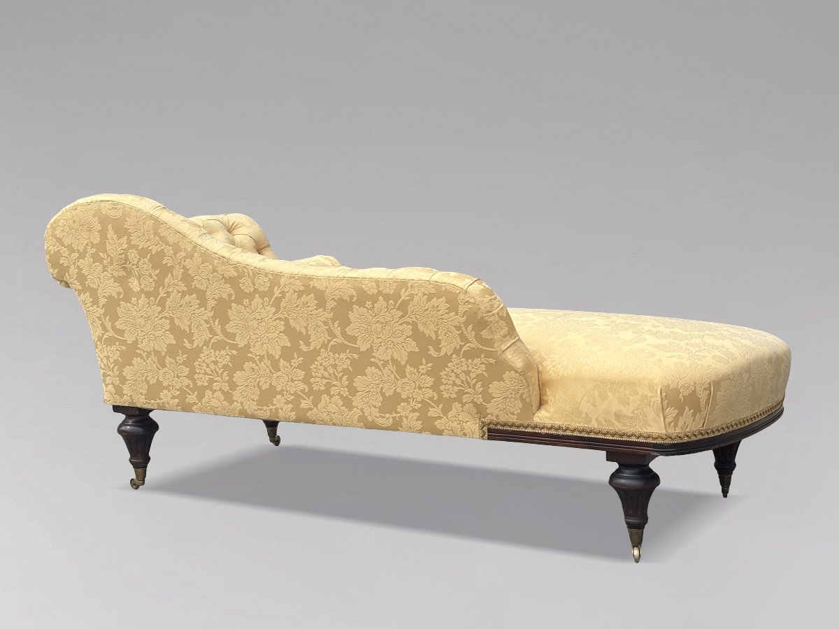 19th-century Regency-period Mahogany Upholstered Chaise Longue-photo-6