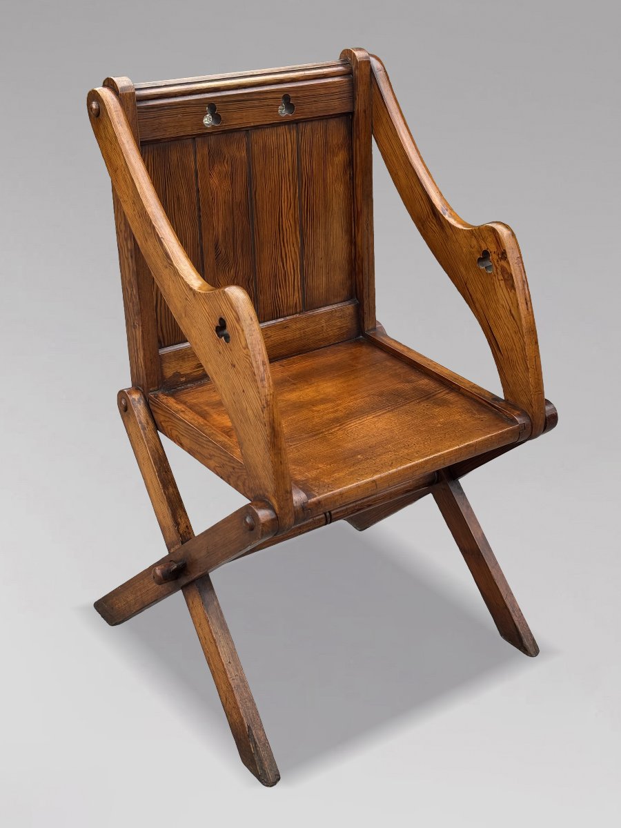 Pair Of 19th-century Victorian-period Pitch Pine Glastonbury Armchairs-photo-3