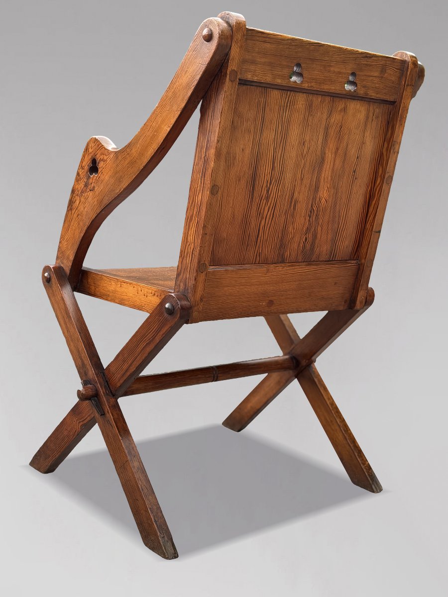 Pair Of 19th-century Victorian-period Pitch Pine Glastonbury Armchairs-photo-4
