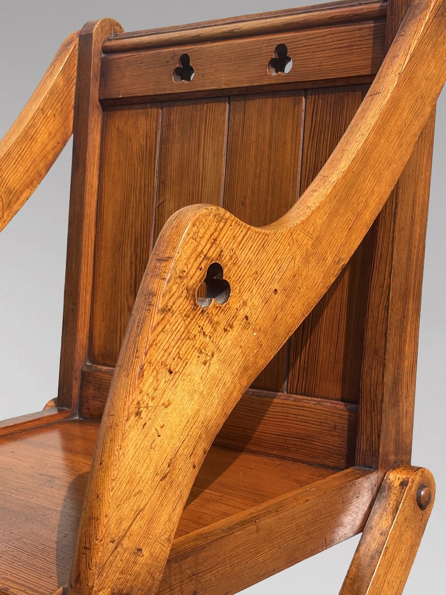 Pair Of 19th-century Victorian-period Pitch Pine Glastonbury Armchairs-photo-1
