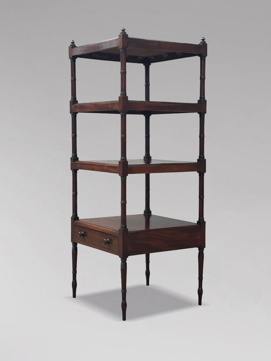 Early 19th-century George III-period Mahogany 4-tier Whatnot-photo-5