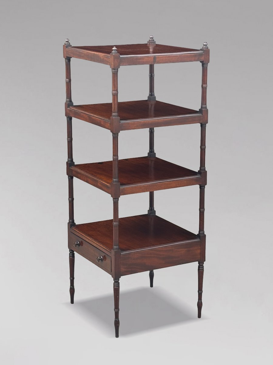 Early 19th-century George III-period Mahogany 4-tier Whatnot-photo-6