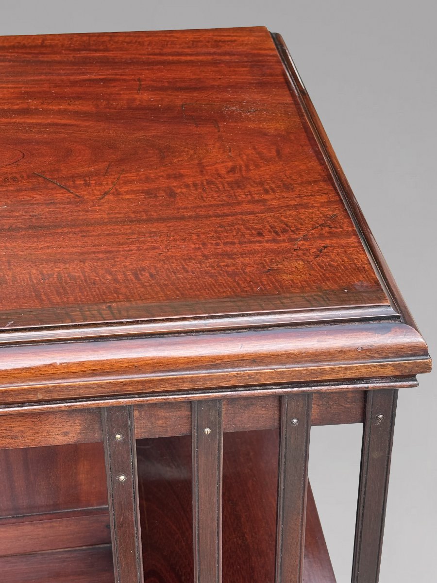 19th-century Victorian Period Tall Mahogany Revolving Bookcase-photo-3