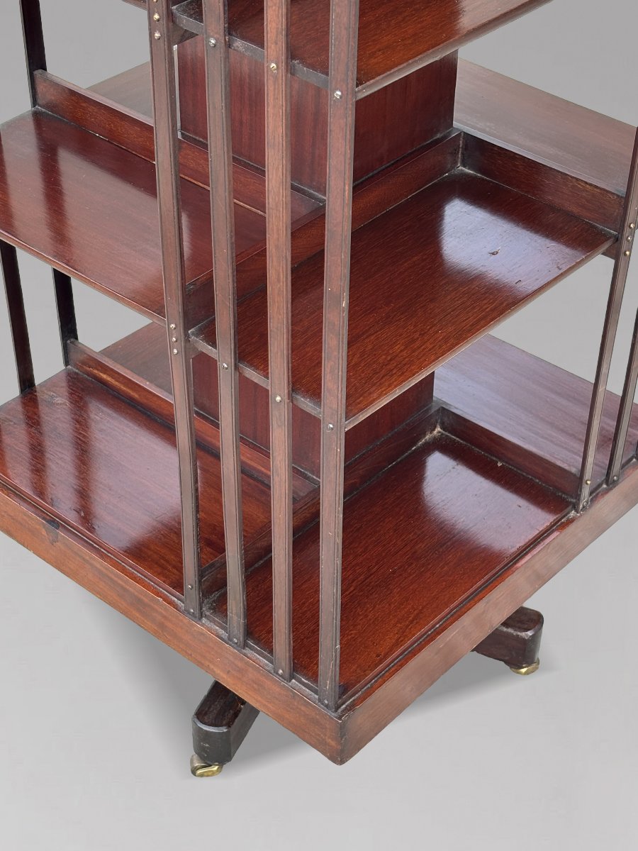 19th-century Victorian Period Tall Mahogany Revolving Bookcase-photo-4