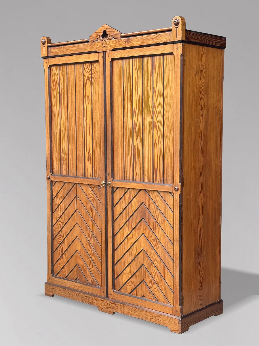 19th-century Scottish Arts & Crafts Pine Wardrobe