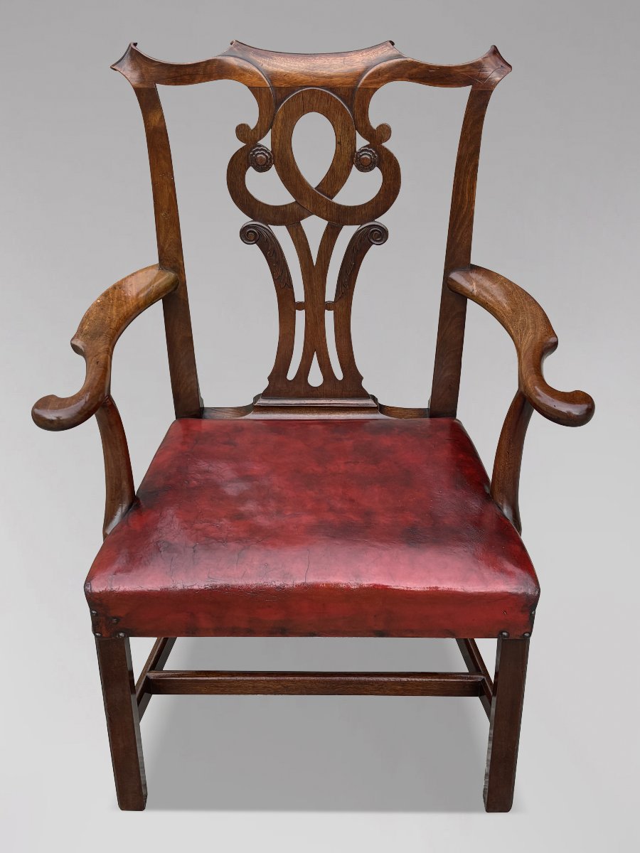 18th-century George III-period Mahogany Chippendale Armchair-photo-2