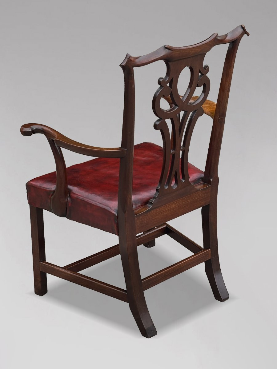18th-century George III-period Mahogany Chippendale Armchair-photo-3