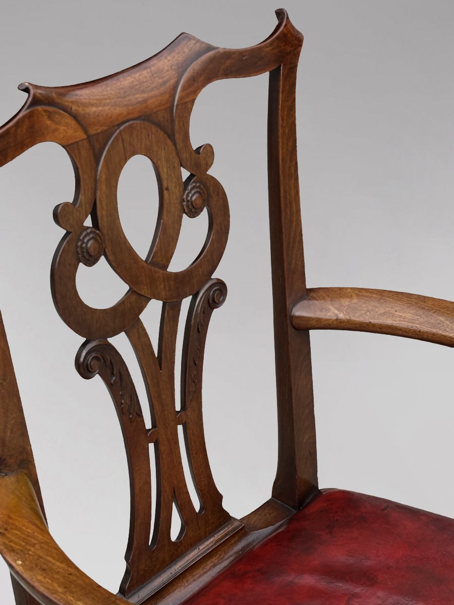 18th-century George III-period Mahogany Chippendale Armchair-photo-4