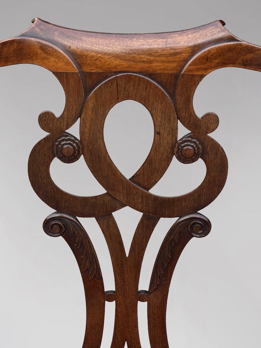18th-century George III-period Mahogany Chippendale Armchair-photo-2