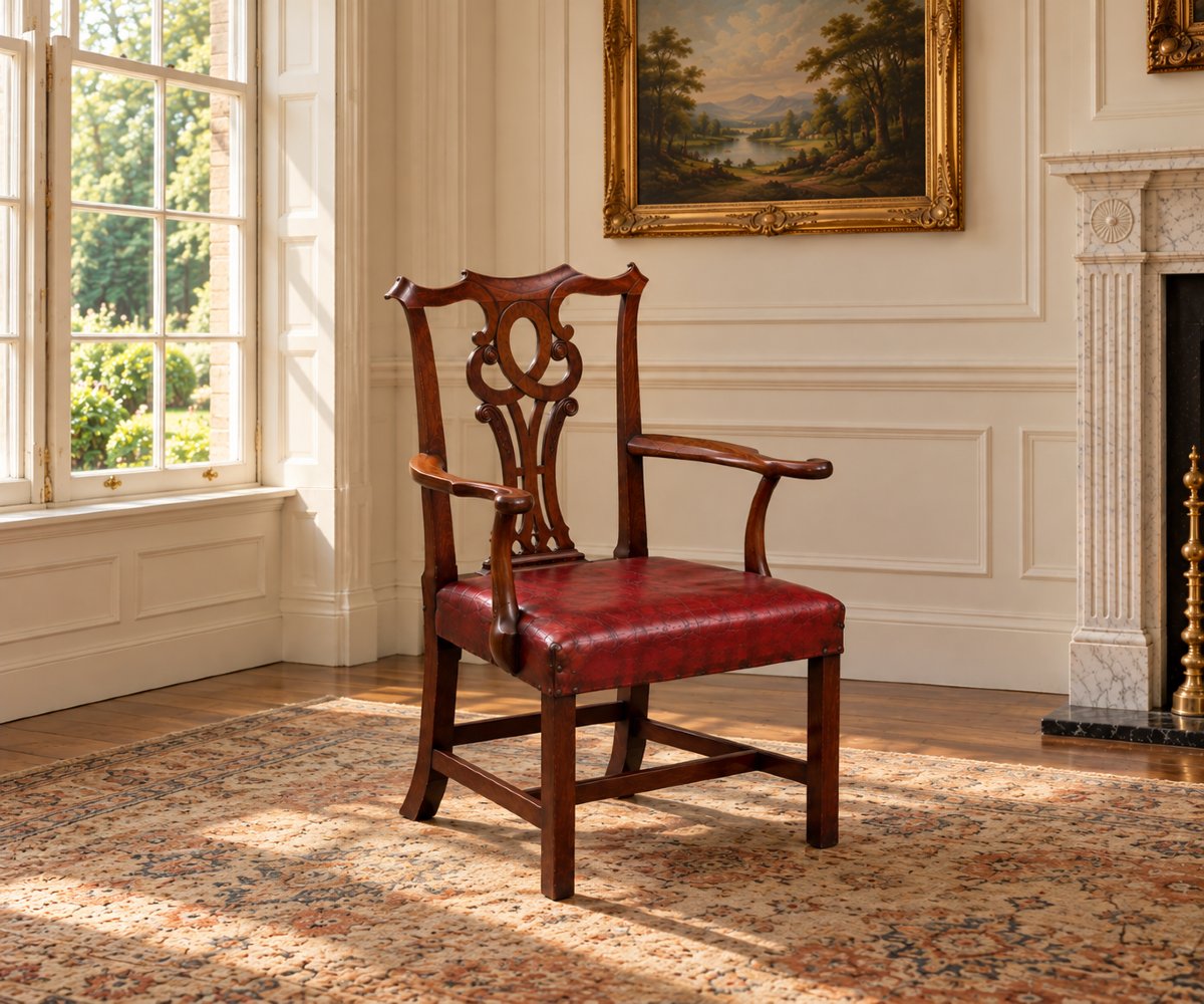 18th-century George III-period Mahogany Chippendale Armchair-photo-5