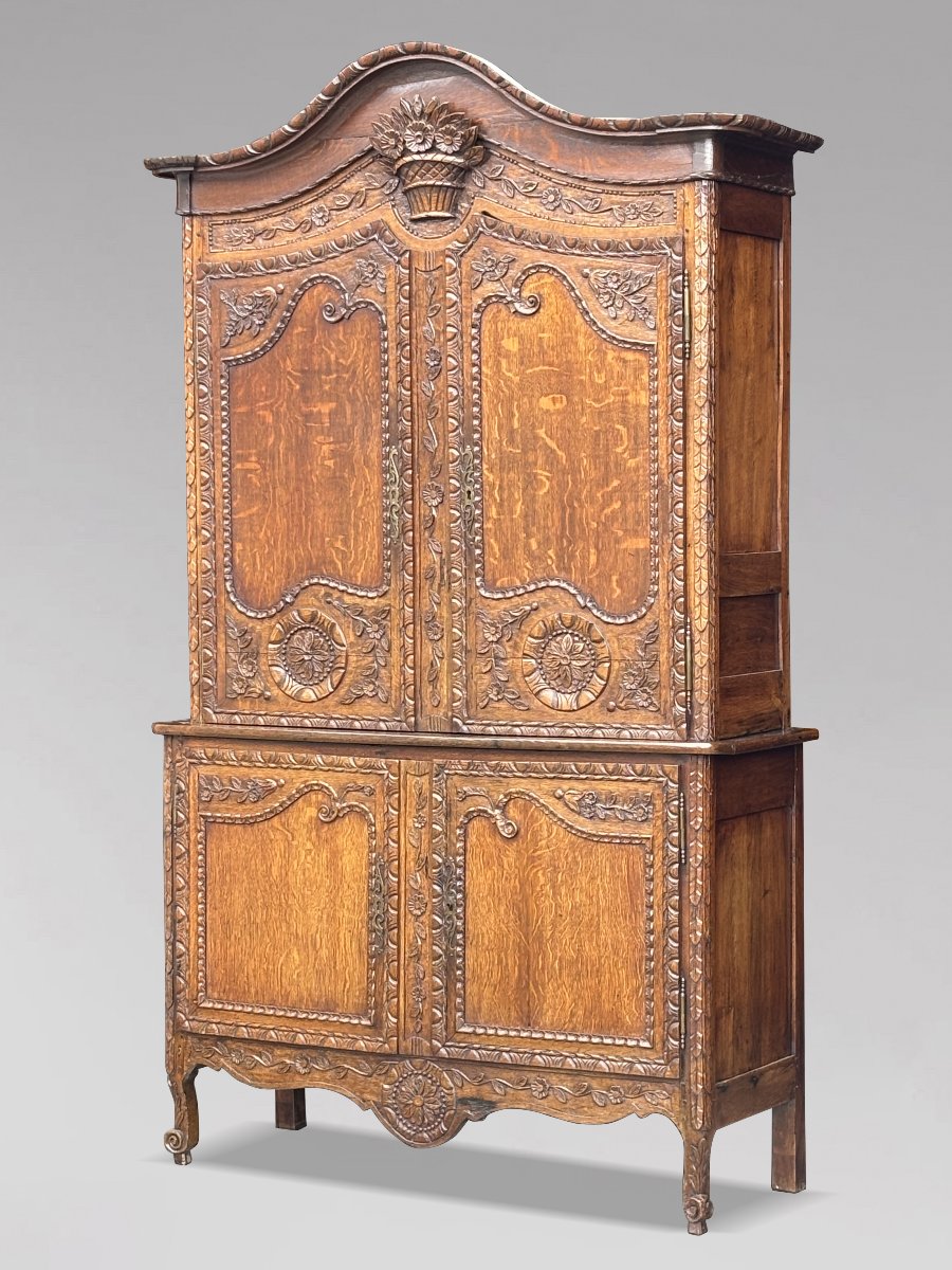 18th-century Carved Oak Normandy Deux Corps Buffet