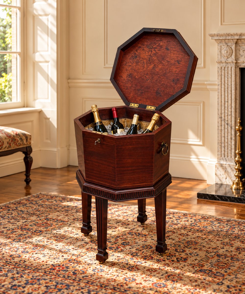 18th-century George III Period Octagonal Mahogany Inlaid Wine Cooler-photo-6