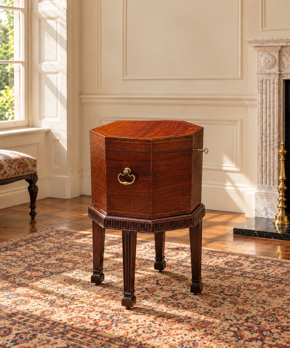 18th-century George III Period Octagonal Mahogany Inlaid Wine Cooler-photo-7