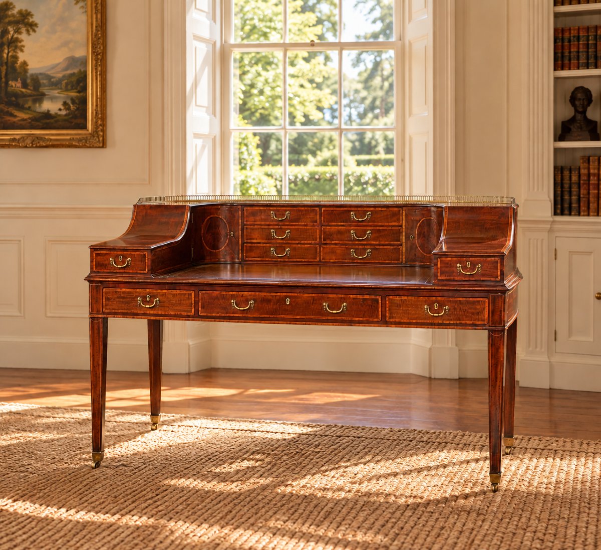 18ème Siècle, Bureau Carlton House en Acajou d’Époque George III-photo-8