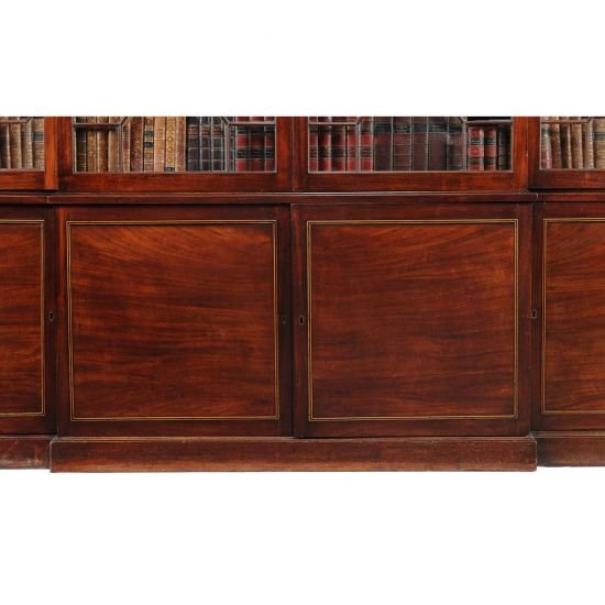 18c George III Period Mahogany Breakfront Library Bookcase-photo-3