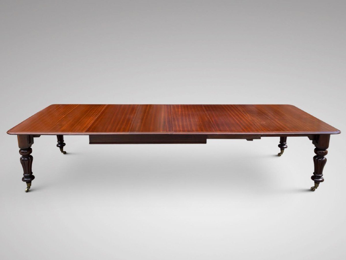 Large 19c Mahogany Wind-out Extending Dining Table-photo-3