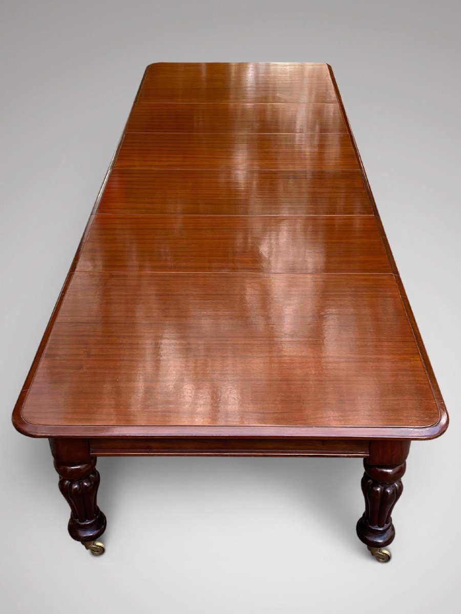 Large 19c Mahogany Wind-out Extending Dining Table-photo-2