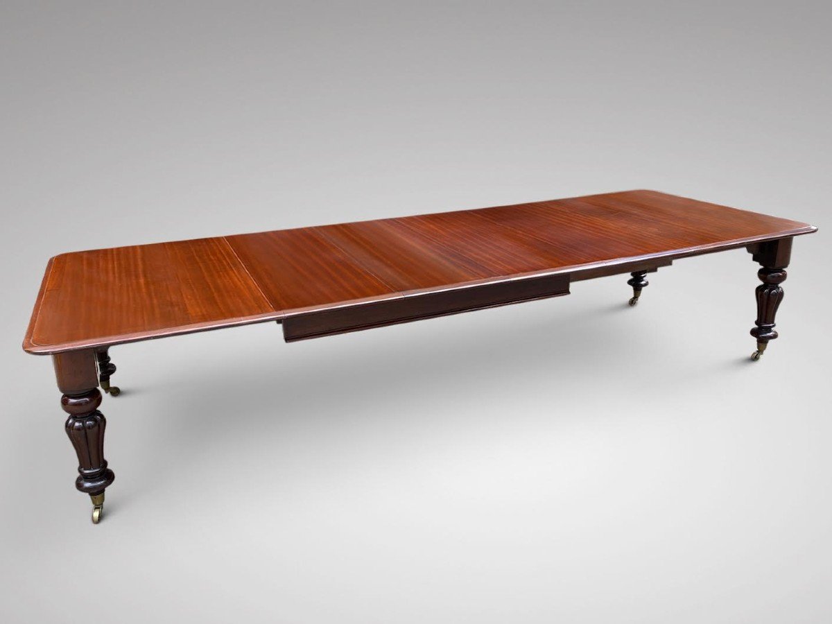 Large 19c Mahogany Wind-out Extending Dining Table-photo-3