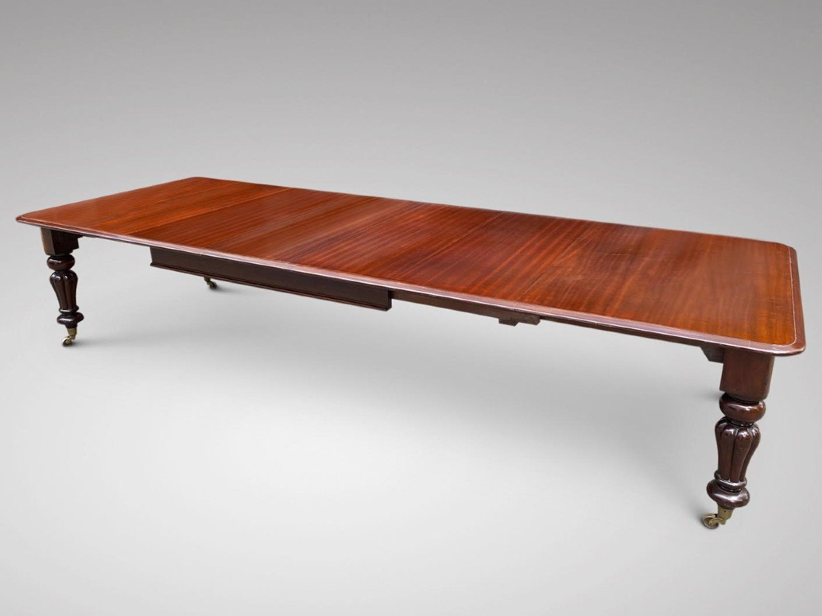 Large 19c Mahogany Wind-out Extending Dining Table-photo-4