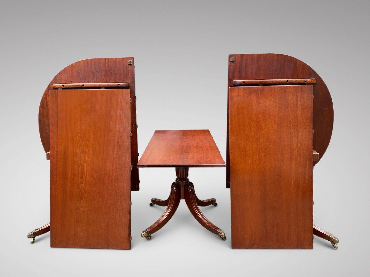 19c Large 3 Pillar Solid Mahogany Dining Table-photo-2