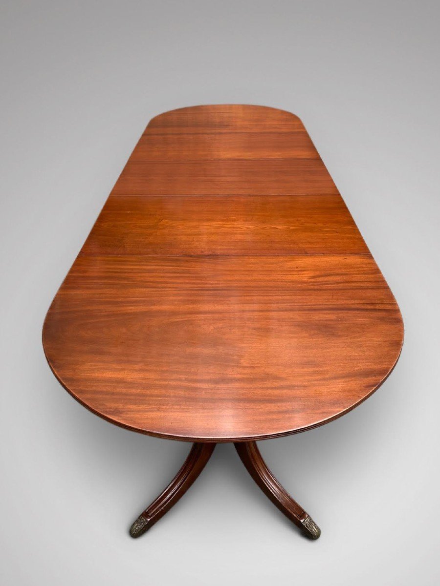 19c Large 3 Pillar Solid Mahogany Dining Table-photo-3