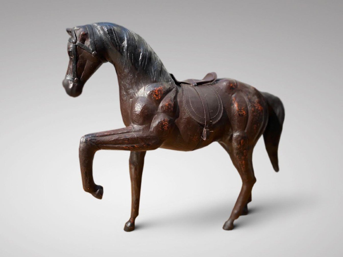 20th Century French Leather Horse Sculpture