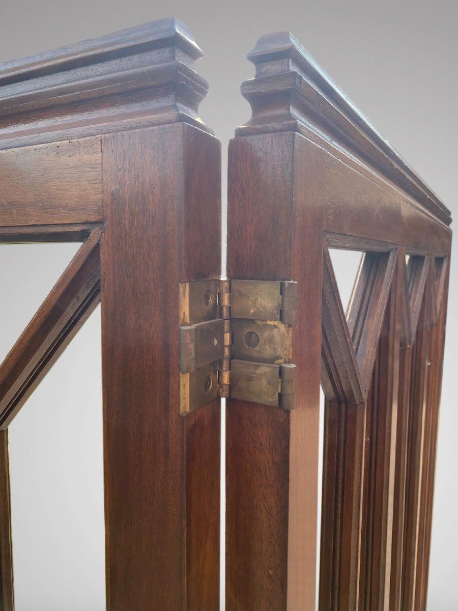 19th Century Mahogany Folding Three Panel Screen-photo-4