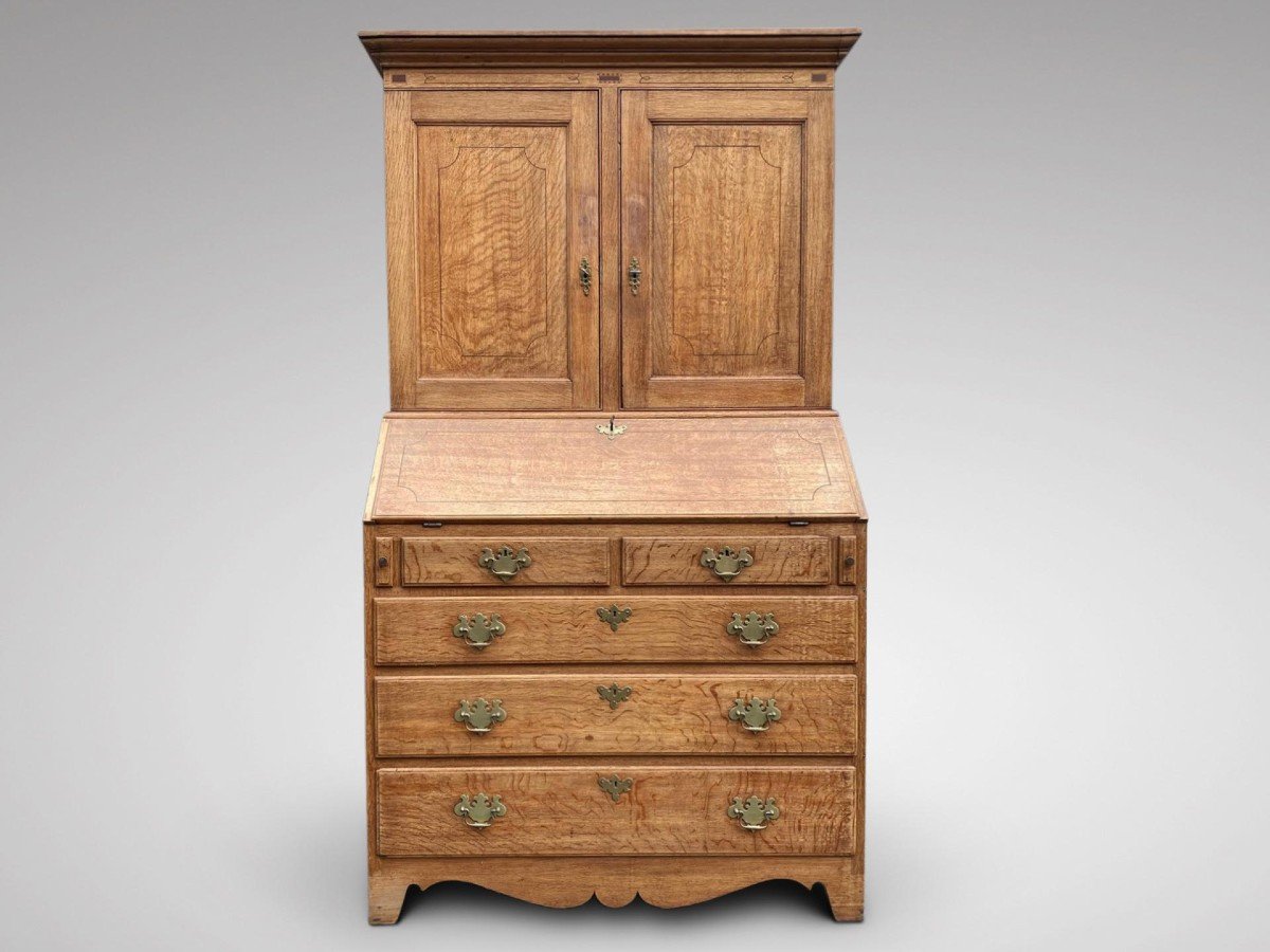 18th Century Georgian Oak Country House Bureau Bookcase-photo-2