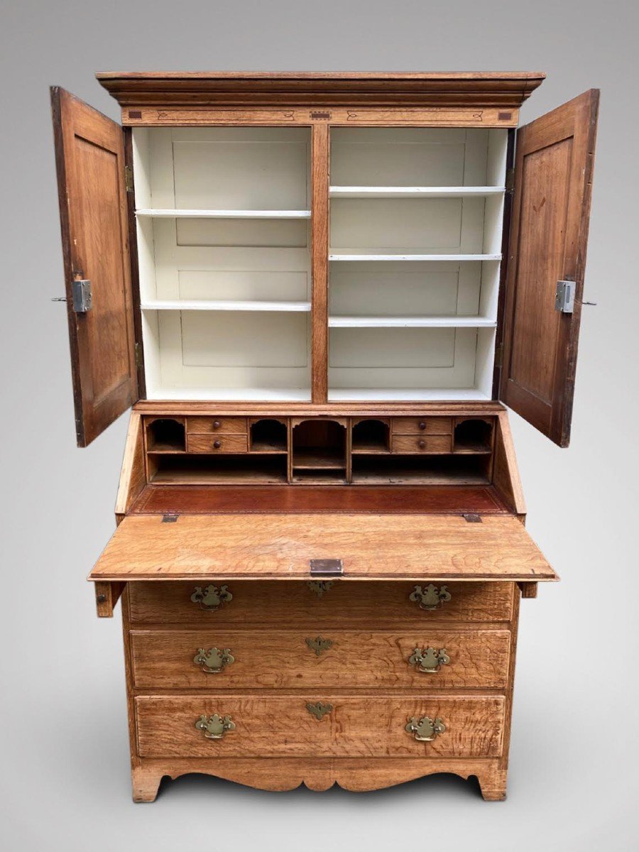 18th Century Georgian Oak Country House Bureau Bookcase-photo-4